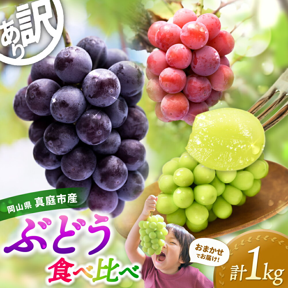 【ふるさと納税】 ＼2026年先行予約／ 岡山 花笑み農園のブドウ『訳ありMIX3種以上』1kg 【2026年9月中旬〜順次発送】【配送不可地域：離島】シャインマスカット 訳あり 規格外 ぶどう 不揃い ピオーネ オーロラブラック 瀬戸ジャイアンツ 食べ比べ フルーツ 真庭市