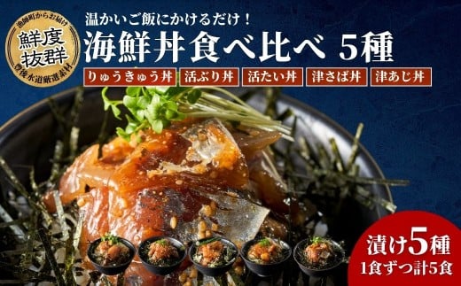 海鮮丼 / 漬け丼 豊後水道の海鮮丼（漬け丼）5種食べ比べ海鮮丼セット＜りゅうきゅう丼/活きぶり丼/活きたい丼/津さば丼/津あじ丼＞各1食ずつ | 海鮮丼 漬け丼 漬丼 丼 かいせんどん づけどん 海鮮 漬け カイセン ヅケどん 大分郷土料理 魚 冷凍 クール便 加工品 惣菜 刺身 詰め合わせ 九州 大分県 津久見市