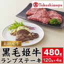 【ふるさと納税】＜高島屋選定品＞黒毛姫牛ランプステーキ(計480g・120g×4枚) 鹿児島県産 黒毛和牛 和牛 国産 肉 牛肉 赤身 霜降り A4 冷凍 ステーキ 焼肉 未経産牛 ギフト ごちそう プレゼント 贈答 【高島屋】