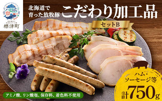 【無添加・無着色】こだわり加工品セットB(ハム・ソーセージ等750g) 詰め合わせ 人気 ギフト【配送不可地域：離島】
