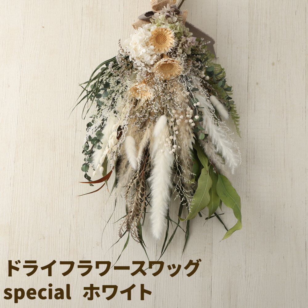 【ふるさと納税】ドライフラワースワッグ special ホワイト 1束 縦65cm以上×横35cm以上 ドライフラワー スワッグ デザインおまかせ フラワーアレンジ インテリア 花 合同会社クリール《90日以内に出荷予定(土日祝除く)》熊本県 菊池市 雑貨 送料無料