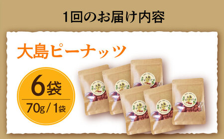 【全2回定期便】大島ピーナッツ 70g×6袋 長崎県 小値賀町 大島 【神川農園】 [DBT011] [DBT011]