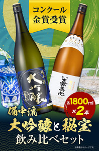 酒 備中流大吟醸 秘宝 飲み比べセット コンクール金賞受賞 各1800ml 計2本 嘉美心酒造 《90日以内に出荷予定(土日祝除く)》 岡山県 浅口市 送料無料 日本酒 酒 大吟醸 さけ お酒 備中流