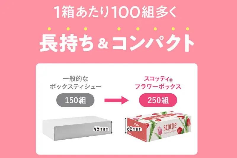 ティッシュペーパー スコッティ ティシュー フラワーボックス 250組 3箱パック×1パック 秋田市オリジナル