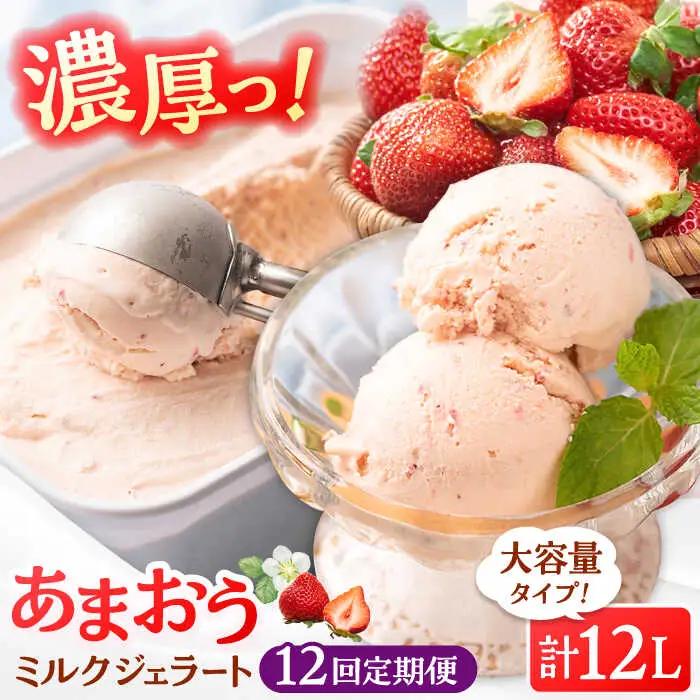 【全12回定期便】福岡産 あまおう ジェラート 1000ml 桂川町/南国フルーツ株式会社 [ADBW050] あまおう ジェラート あまおういちごアイス