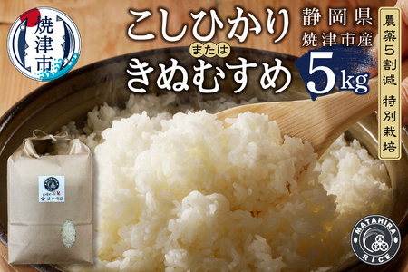 a16-130　農薬5割減 特別栽培 コシヒカリ または きぬむすめ 白米5kg