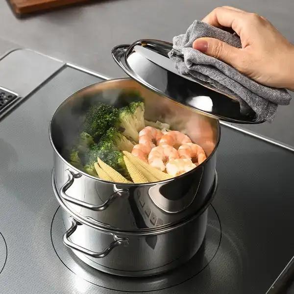 コンパクトスチームポット 17cm 蒸し器 スチーマー ステンレス製 キッチン用品 調理器具 IH対応 蒸し器
