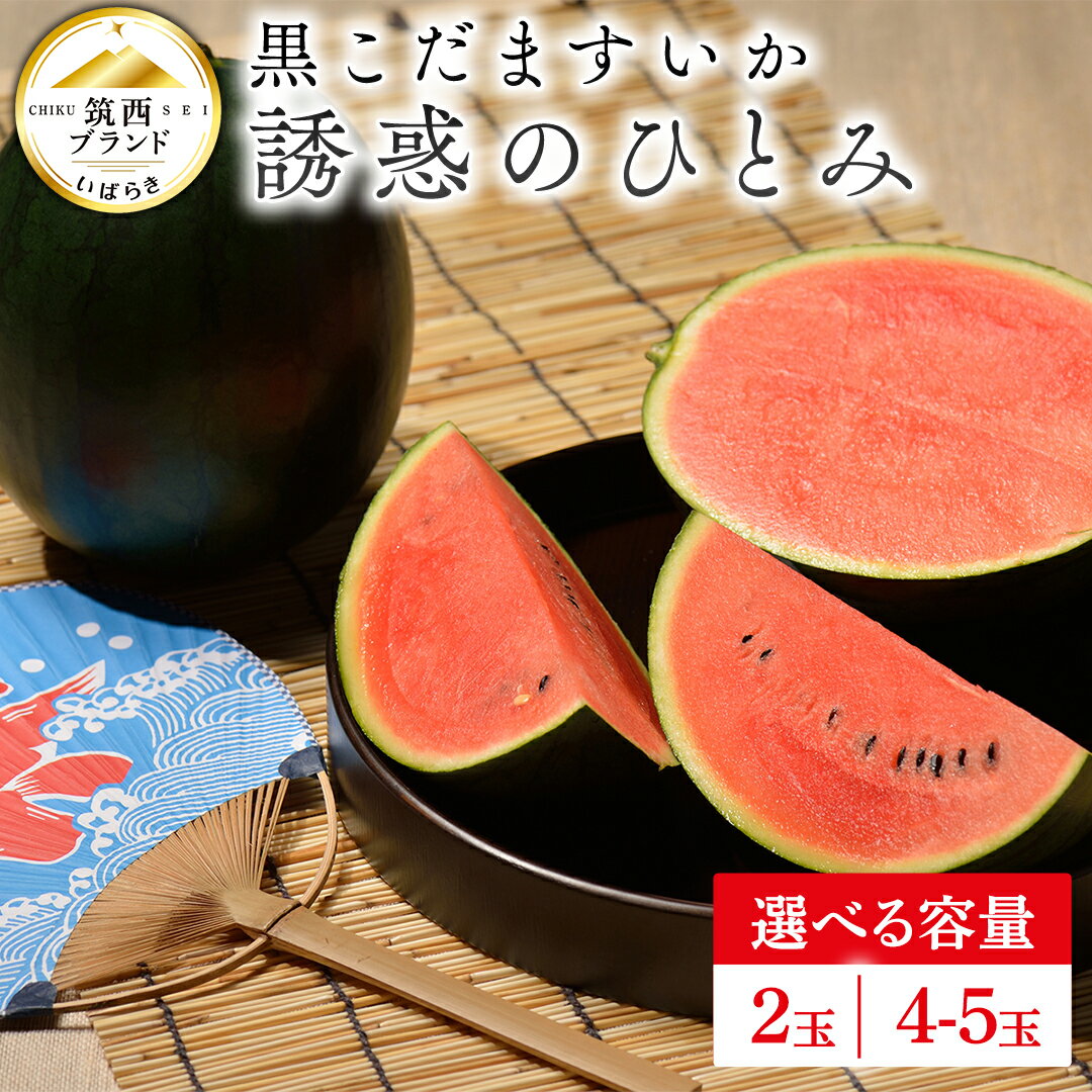 【ふるさと納税】【 JA北つくば 】 黒こだますいか 「 誘惑のひとみ 」 ( 選べる 内容量 2玉 or 4-5玉 ) 先行予約 スイカ 果物 フルーツ 小玉スイカ 小玉 西瓜 くだもの デザート 茨城