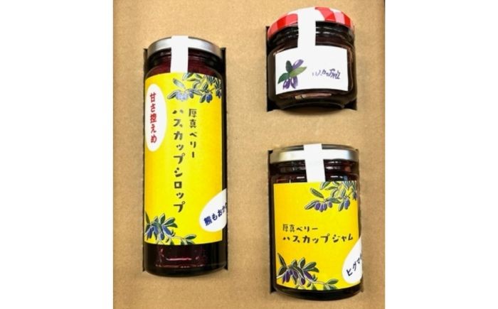 
            【お歳暮対象】ハスカップシロップ・粒・ジャム 各１本セット【株式会社知熊屋】 [AXBN008]
          