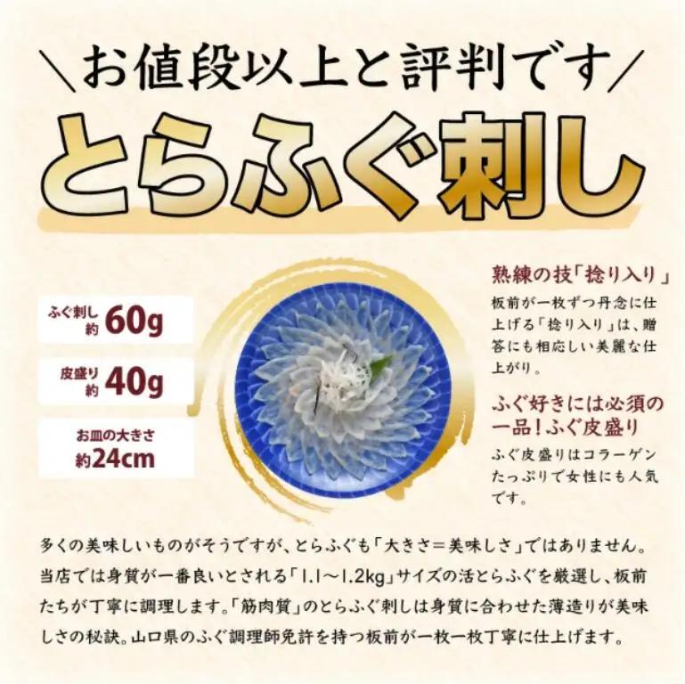 【配送日指定可】 ふぐ 刺身 てっさ ふぐ刺し とらふぐ 刺身 2人前（とらふぐ刺身60g ふぐ皮湯引き40g ポン酢・薬味付き）冷凍 きらく トラフグ フグ 最高級とらふぐ 父の日 母の日 イベント