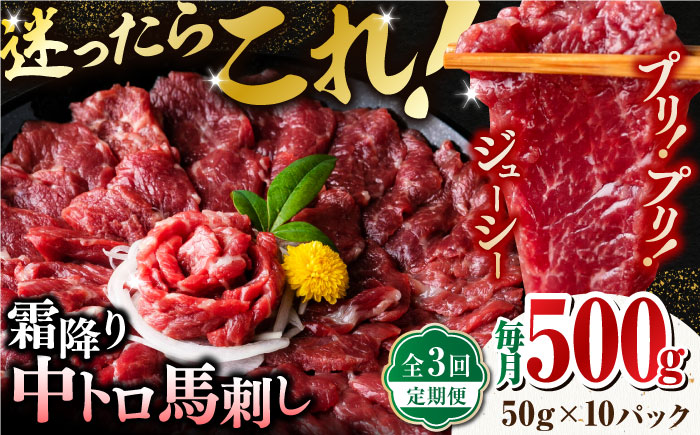 【全3回定期便】【熊本肥育】熊本ならでは！霜降り馬刺しをたっぷり楽しむセット 500g 【株式会社 利他フーズ】 [ZBK035]