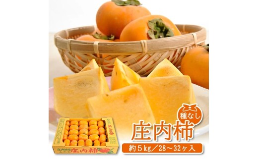 酒田産 庄内柿　約5kg(28～32玉入)L～2Lサイズ SB0941