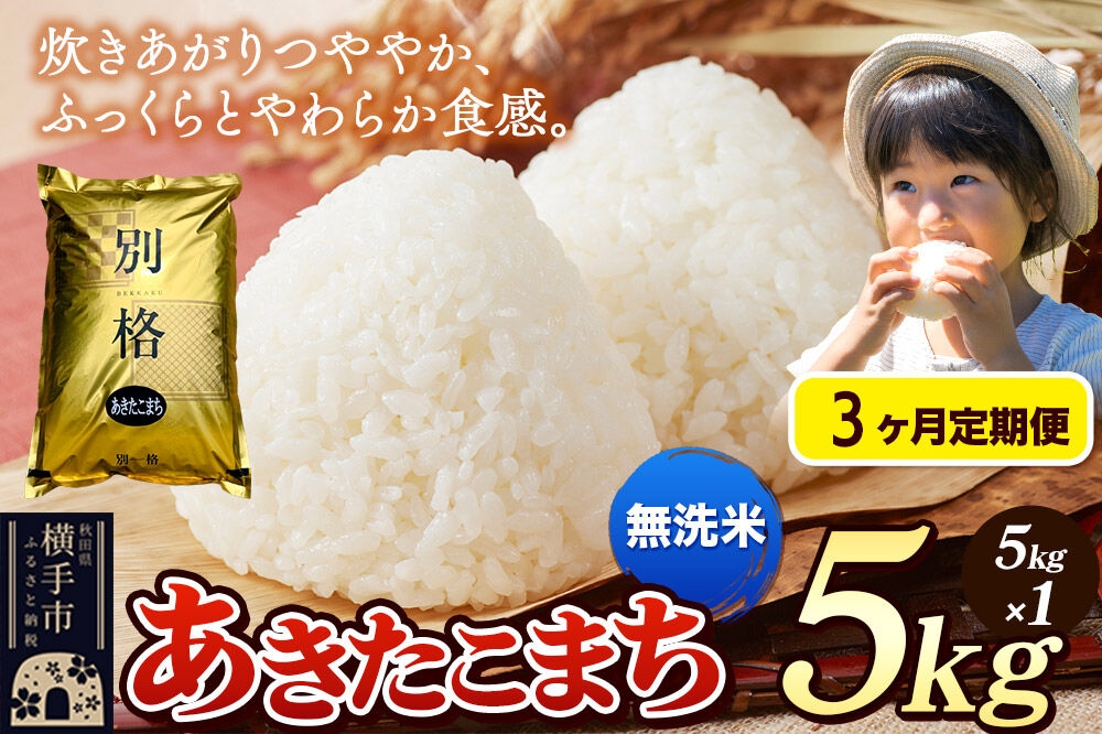 
            《令和7年産》《定期便3ヶ月》 米 あきたこまち 5kg 【無洗米】 秋田県産
          