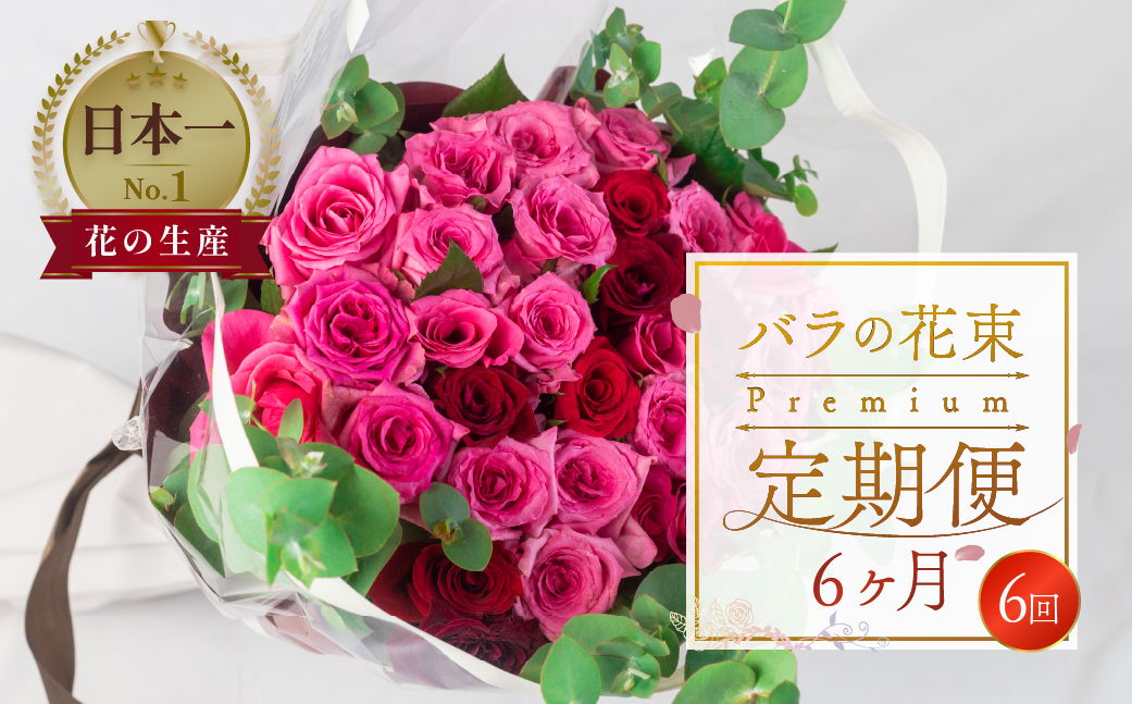 
【定期便】薔薇のアレンジメント プレミアム 6ヶ月 6回 花 花束 最上級 30本 (50cm) ブーケ 薔薇 ローズ 生花
