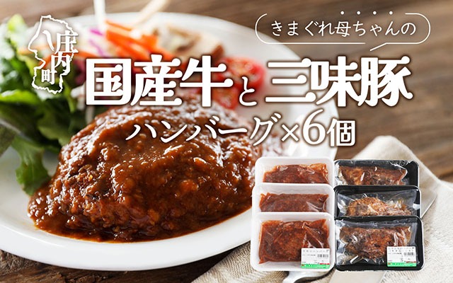 きまぐれ母ちゃんの国産牛と三味豚ハンバーグ 6個 2種類 手作り ブランド豚 国産 お惣菜 おかず お弁当 お手軽 簡単調理 温めるだけ 湯煎 冷凍