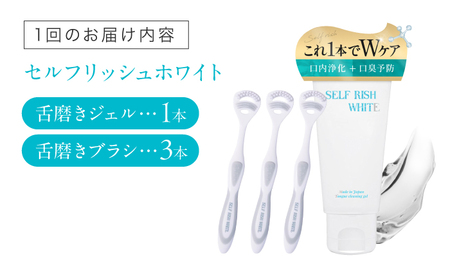 【全3回定期便】 セルフリッシュホワイト 舌磨きジェル ミントフレーバー風味 1本(100g) ＆ 舌磨きブラシ 3本 愛媛県大洲市/Gross Mountain合同会社 歯磨き粉 歯ブラシ 舌磨き 