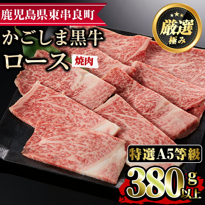 ＜特選A5等級＞鹿児島県産黒毛和牛ロース焼肉用(380g) 国産 牛肉 肉 冷凍 ロース 鹿児島 焼肉 BBQ バーベキュー【デリカフーズ】【17476】