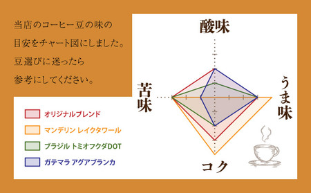 自家焙煎 コーヒー豆 オリジナルブレンド・マンデリン レイクタワール・ガテマラ アグアブランカ 各100g×3個セット 300g