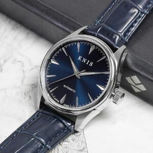 【KNIS KYOTO】 KNIS ニス サンレイダイアル 日本製 自動巻き 腕時計 革ベルト レザーブルー
