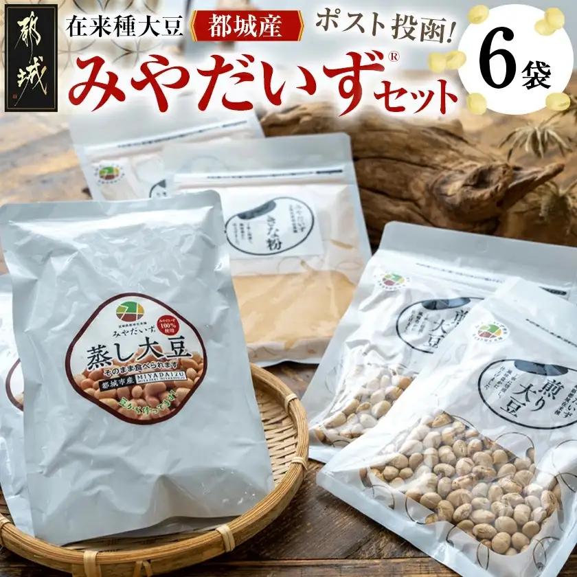 都城産 在来種大豆「みやだいず(R)」セット※ポスト投函〔G8-006〕_(都城市) 都城産 在来種大豆 蒸し大豆 ドライパック製法 レトルトパウチ 煎り大豆 きな粉 お餅/団子/アイスに ポスト投函