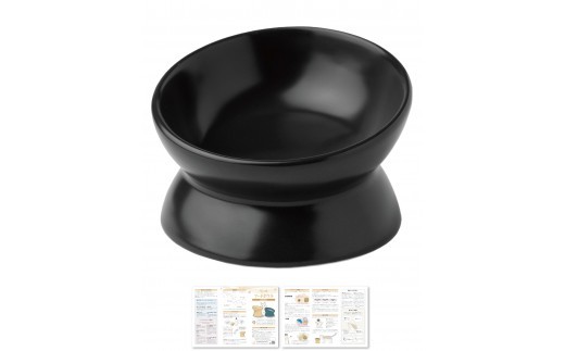 【獣医師が監修】 猫 犬 食器 フードボウル 吐き戻し防止 フードボウル小 ブラック 【フードボウル 猫 犬 吐き戻し防止 傾斜 食器 ペット セラミック Rozally 健康】