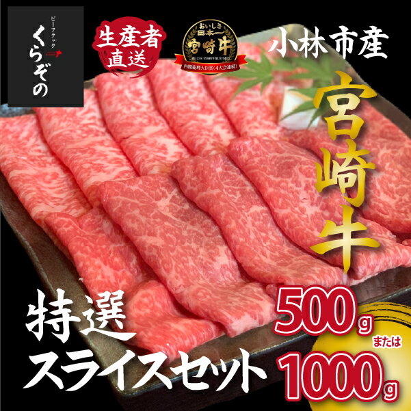 【ふるさと納税】【黒毛和牛レストラン直送】宮崎牛メス指定特選スライスセット（国産 牛肉 ウデ モモ バラ ロース 赤身 霜降り スライス すき焼き しゃぶしゃぶ）