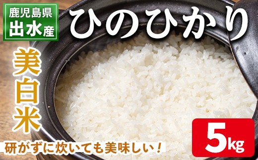 
                  i502 鹿児島県出水市産ひのひかり美白米＜5kg＞ 米 5kg お米 白米 ヒノヒカリ 美白米 自家脱穀 自家精米 精米 おにぎり ごはん お米マイスター 厳選【田上商店】
                