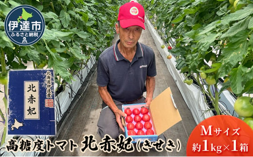 
[№5525-0899]北海道伊達市 高糖度 トマト 北赤妃 きせき 約1kg 1箱 Mサイズ
