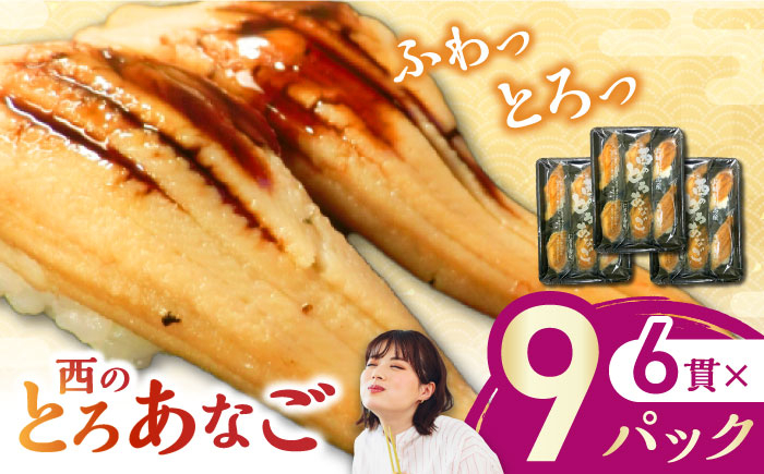 対馬産　西のとろあなご　にぎり寿司　9PAC《対馬市》【対馬水産】 新鮮 冷凍 寿司 名物 時短 簡単調理 穴子 穴子寿司 あなご 海鮮 魚介 すし 希少 [WAV015]
