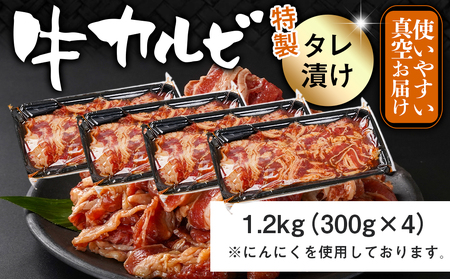 牛カルビ タレ漬け1.2kg_LG-3325_(都城市) 外国産 味付き牛カルビ 300gパック 真空 小分け 1200g