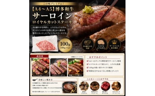この味プレミアム!【A4～A5】博多和牛サーロインロイヤルカットステーキ　100g(大野城市)【1770983】