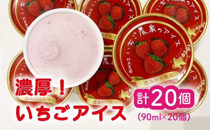 【濃厚で甘酸っぱいいちごの香りがたまらない】五島産いちごアイス ２０個入 五島市/野原農園 [PCM001]