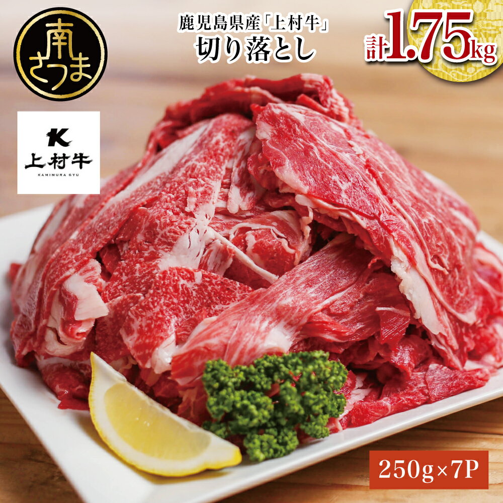 【ふるさと納税】【自慢の自社ブランド牛】鹿児島県産 上村牛切り落とし 1.75kg（250g×7P） たっぷり切り落とし-国産牛 牛肉 国産 ブランド和牛 大容量 牛丼 肉じゃが お肉 カミチク 送料無料 【2019年度ふるさと納税寄附額鹿児島県内1位！】