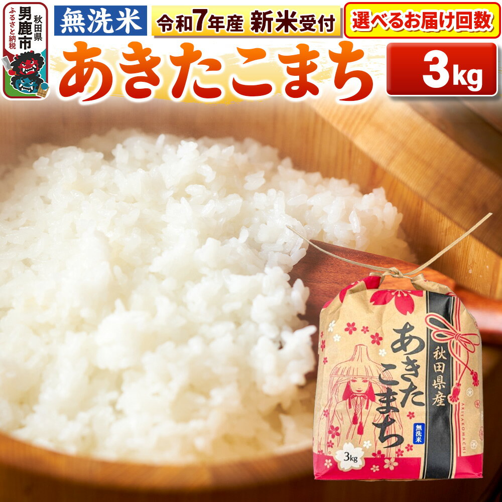 【ふるさと納税】《令和7年産 新米》【無洗米】秋田県産 あきたこまち 3kg 秋田県 男鹿市 こまちライン【選べるお届け回数】