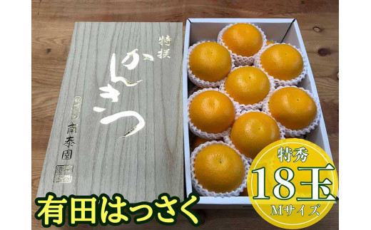 
                  化粧箱 手詰め 有田 はっさく 特秀 M サイズ × 18玉入 2段詰 南泰園 みかん
                