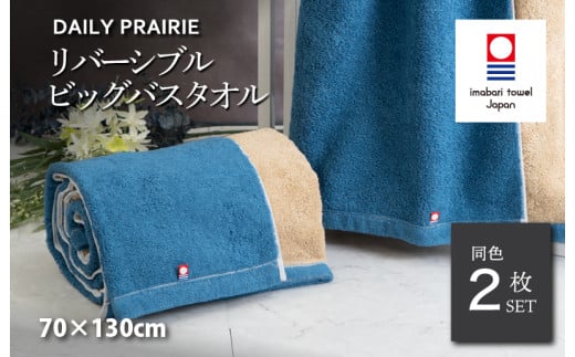 （今治タオルブランド認定品）DAILY PRAIRIE リバーシブルビッグバスタオル 2枚セット （ネイビー／ベージュ） [I002960BBT2NV/BE] 今治タオル タオル 今治バスタオル ビッグバスタオル ギフト ギフトセット お祝い 贈り物 日本製