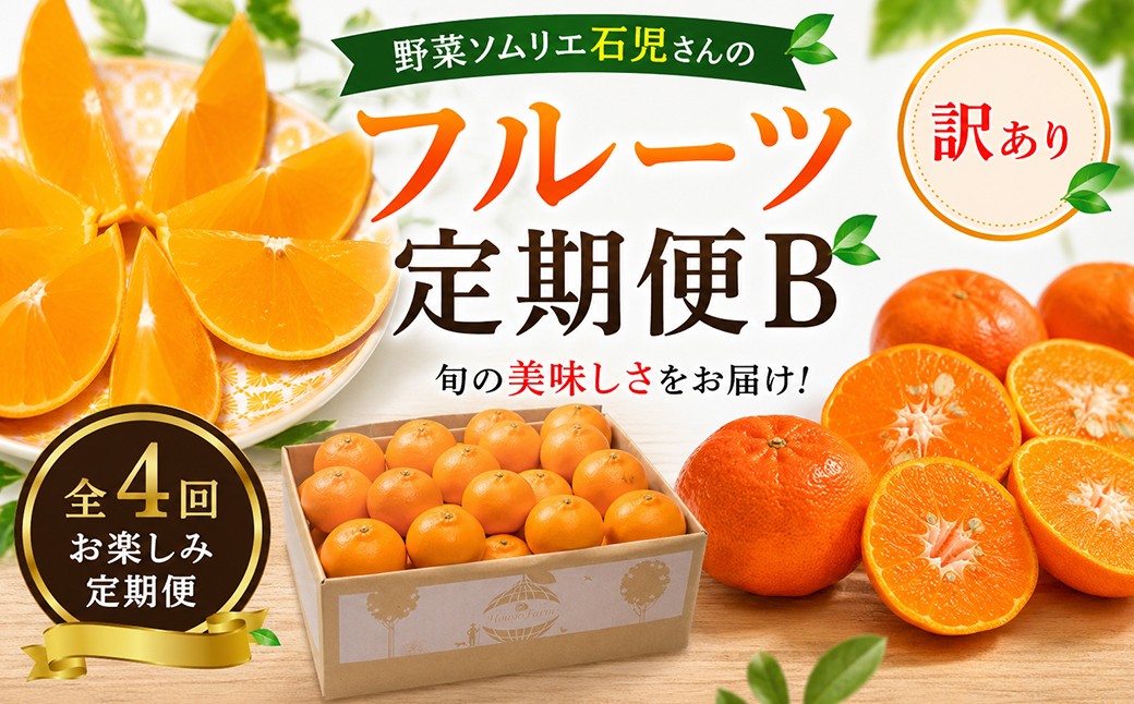 野菜ソムリエ石児さんの訳ありフルーツ定期便B（1月・2月・3月・4月）