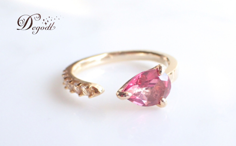 Degodd デゴッド ピンクトパーズオープンリング  11号 13号 リング 指輪 天然石リング 色石リング 色石アクセサリー トパーズリング ジュエリー ピンク 天然石アクセサリー アクセサリー 