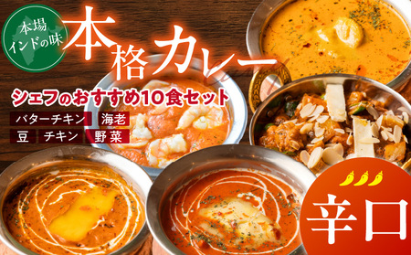 【辛口】ビスヌ 本格カレー　シェフのおすすめ10食_ビスヌ 本格 カレー シェフ おすすめ 10食 バターチキン 豆 海老 チキン 野菜 各 2個 辛口 インドカレー スパイス こだわり インド 直輸入 Aランク できたて 冷凍 真空パック お取り寄せ 福岡県 久留米市 送料無料_Ca047-03