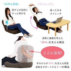 産学連携　背中を支える美姿勢座椅子5　ブルー【1296774】