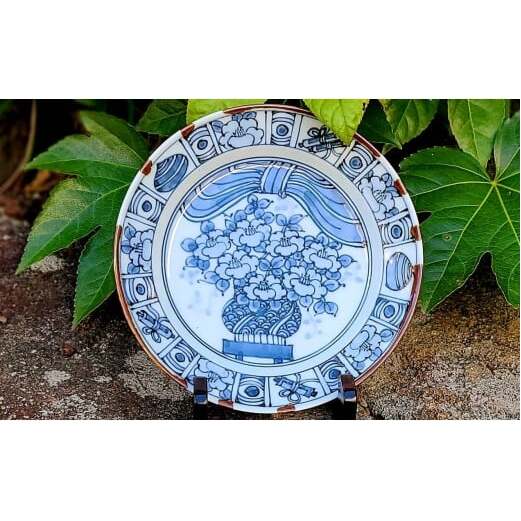 有田焼 渕錆藍椿縁紋様図 24cm 皿 ～華一園シリーズ～【西山錦華堂】食器 器 うつわ 皿 プレート ツバキ 椿 手描き 55000円 A55-146_イメージ4