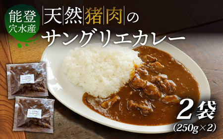 【能登・穴水産】天然 猪肉のサングリエカレー 2袋セット（計500g） | ジビエ 猪肉 レトルト