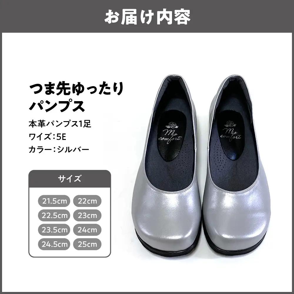 つま先ゆったり5e 幅広 パンプス 本革＜a20＞【シルバー】_OS284-0002-05
