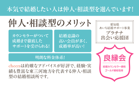 田原市ふるさと納税限定！結婚相談Ｃｈｅｅｒｓ入会プラン Ｃｈｅｅｒｓ 結婚 婚活 出会い 幸せ 夫婦 カップル 結婚相談所 マッチング 体験型 愛知県 田原市 渥美半島