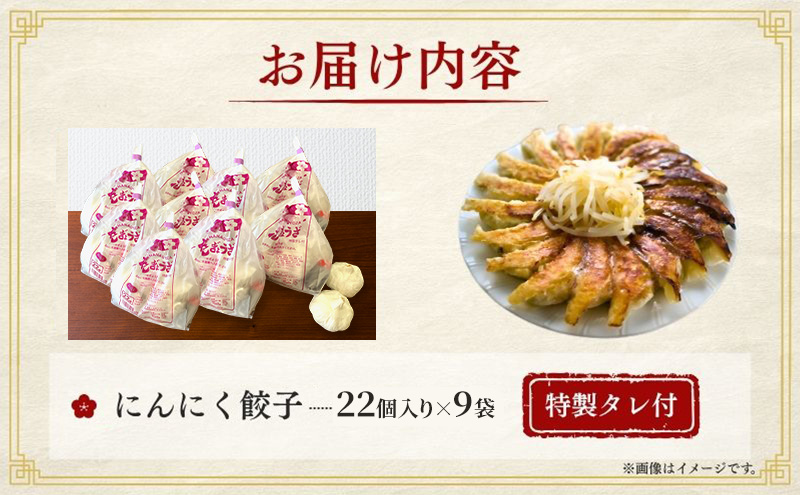 にんにく餃子198個(22個×9袋) 餃子 冷凍餃子 冷凍ギョーザ 手作り餃子 ギョーザ 点心 中華 中華料理 惣菜 簡単調理 加工食品 静岡県 森町