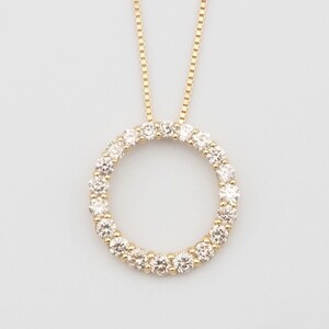 K18 0.5ctダイヤモンド　サークルペンダントネックレス　FHH-019919