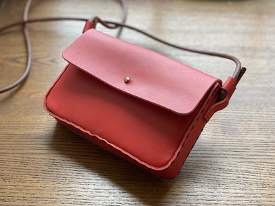 2way オーガニック レザー バッグ 赤 × 赤 | 関口善大靴工房 ショルダーバッグ 革 天然原料 オーガニックレザー ヌメ革 調布 東京都