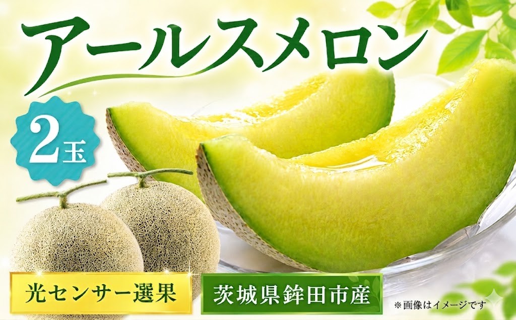 
                  メロン めろん 茨城  2026年発送 2玉 果物 くだもの フルーツ  青肉 2個 先行予約 アールスメロン meron melon 光センサー 糖度 国産 産地直送 農家直送 数量限定 期間限定 プレゼント ギフト 贈り物 秀 茨城県 鉾田市 サングリーン旭
                
