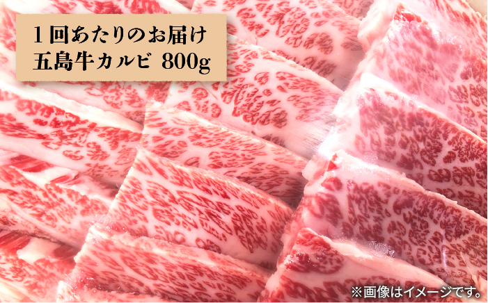 【全6回定期便】やみつき五島牛カルビ 800g【肉のマルヒサ】 [PCV024]