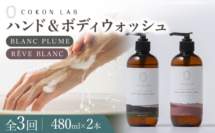 
【全3回定期便】COKONLAB ハンド＆ボディウォッシュ BR480ml 2本セット【株式会社 あつまるホールディングス NSP山鹿工場】 [ZBR023] 化粧品 コスメ 美容 国産 ボディケア ハンドケア
